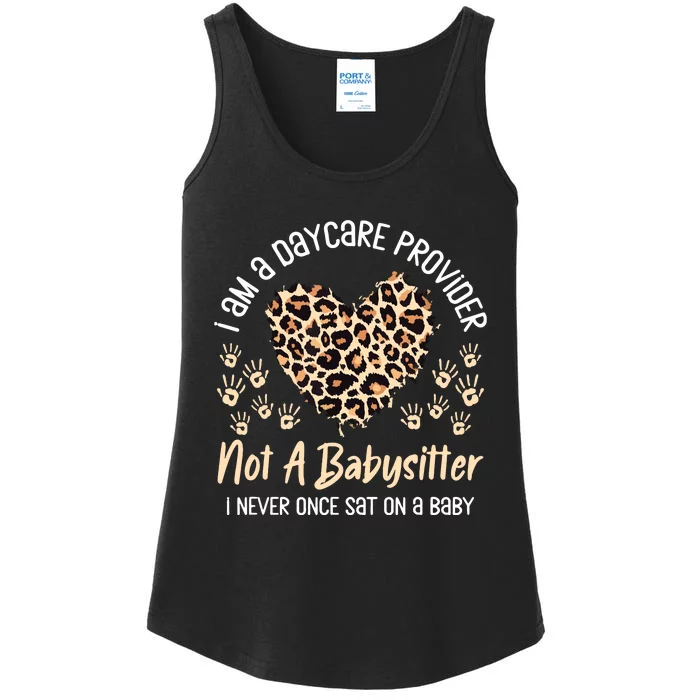 Daycare Provider Teacher Childcare Worker Leopard Heart Fun Ladies Essential Tank