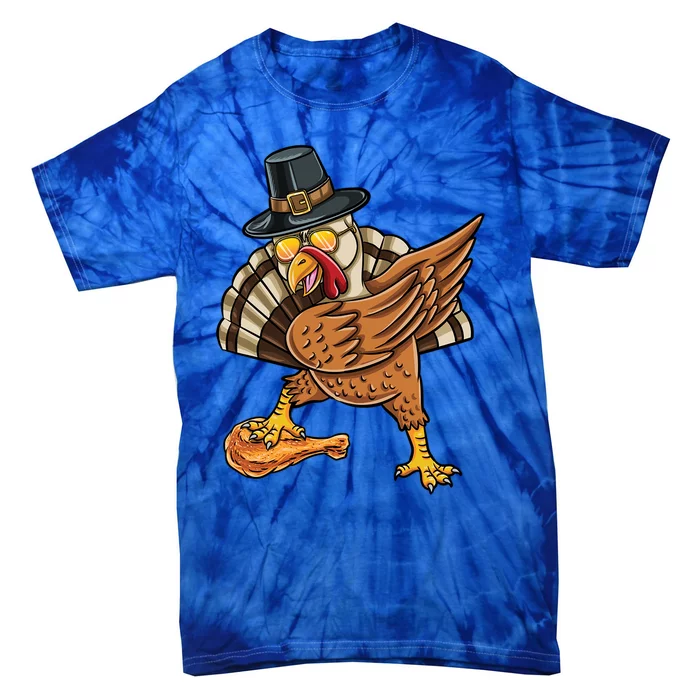 Dabbing Pilgrim Turkey Fried Chicken Thanksgiving Gift Tie-Dye T-Shirt