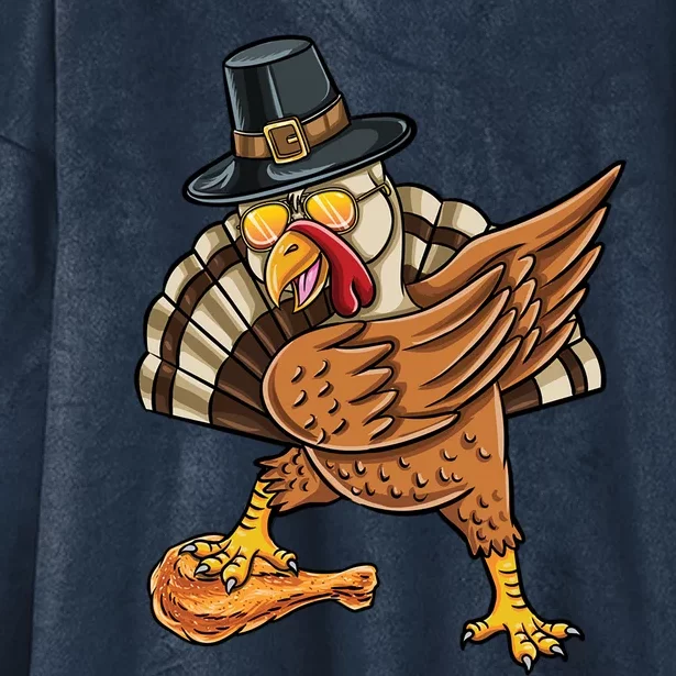 Dabbing Pilgrim Turkey Fried Chicken Thanksgiving Gift Hooded Wearable Blanket