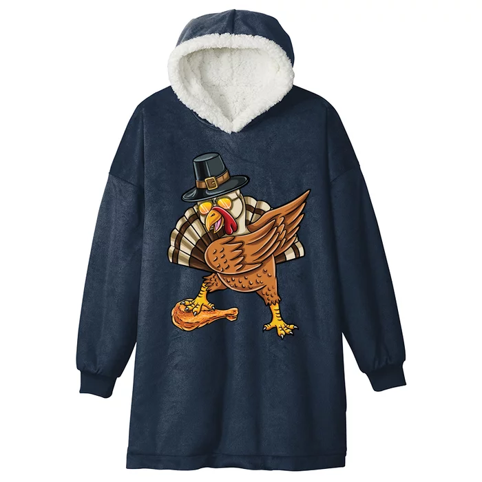 Dabbing Pilgrim Turkey Fried Chicken Thanksgiving Gift Hooded Wearable Blanket