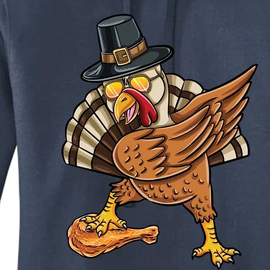 Dabbing Pilgrim Turkey Fried Chicken Thanksgiving Gift Women's Pullover Hoodie