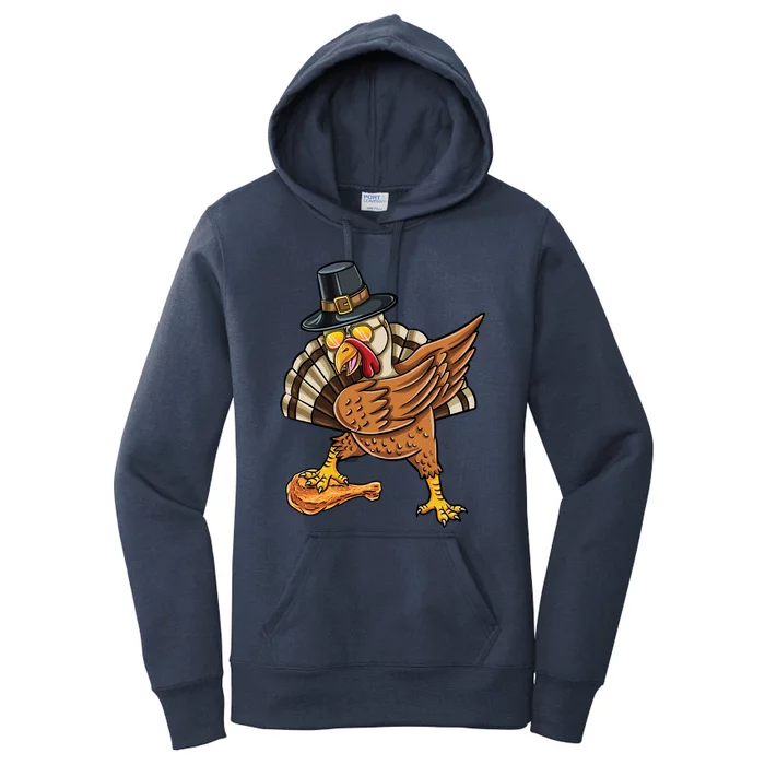 Dabbing Pilgrim Turkey Fried Chicken Thanksgiving Gift Women's Pullover Hoodie