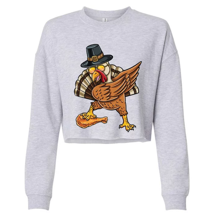 Dabbing Pilgrim Turkey Fried Chicken Thanksgiving Gift Cropped Pullover Crew