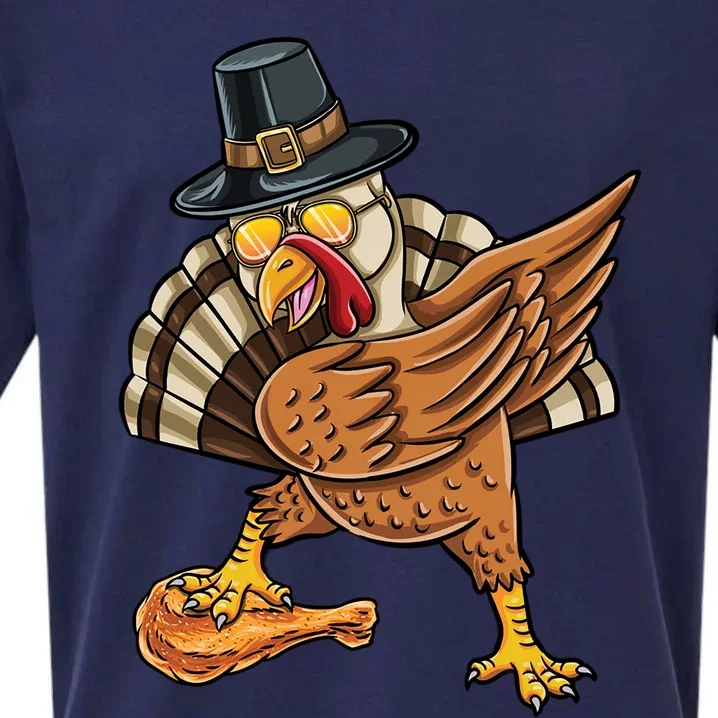 Dabbing Pilgrim Turkey Fried Chicken Thanksgiving Gift Sueded Cloud Jersey T-Shirt