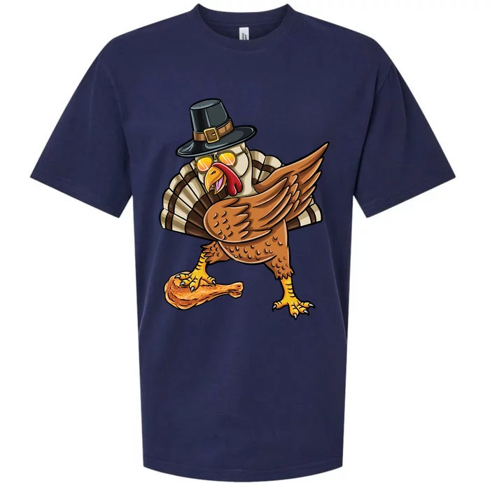 Dabbing Pilgrim Turkey Fried Chicken Thanksgiving Gift Sueded Cloud Jersey T-Shirt