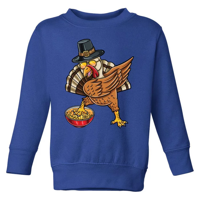 Dabbing Pilgrim Turkey Mac And Cheese Thanksgiving Gift Toddler Sweatshirt