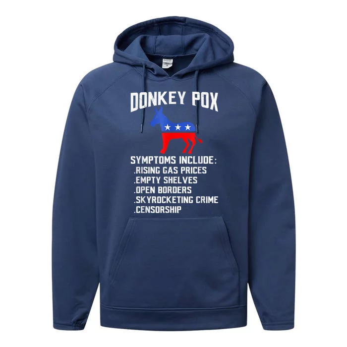 Donkey Pox The Disease Destroying America Funny Anti Biden Performance Fleece Hoodie