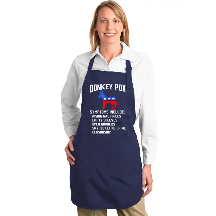 Donkey Pox The Disease Destroying America Funny Anti Biden Full-Length Apron With Pocket