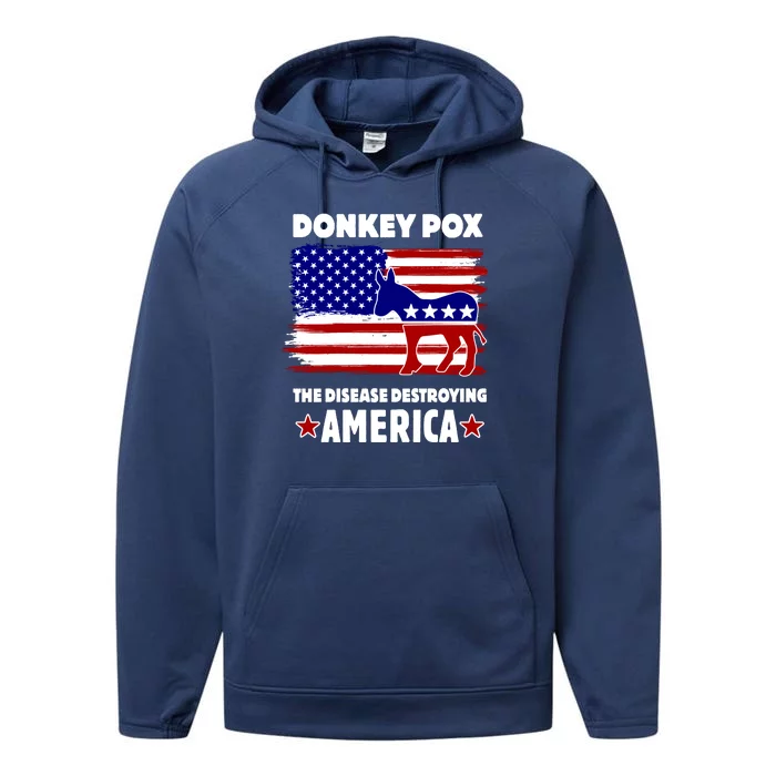 Donkey Pox The Real Problem Destroying America USA Funny Performance Fleece Hoodie