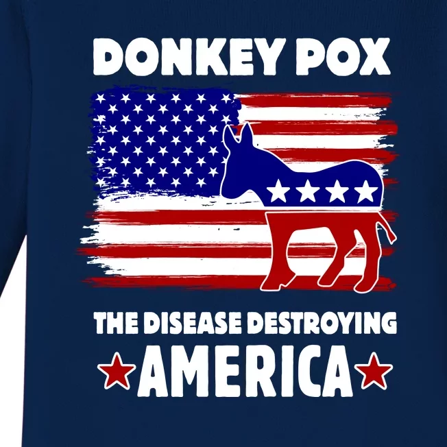 Donkey Pox The Real Problem Destroying America USA Funny Baby Long Sleeve Bodysuit