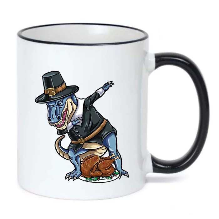 Dabbing Pilgrim TRex Turkey Thanksgiving Gift Black Color Changing Mug