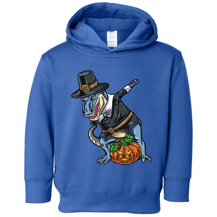 Dabbing Pilgrim TRex Pumpkin Thanksgiving Gift Toddler Hoodie