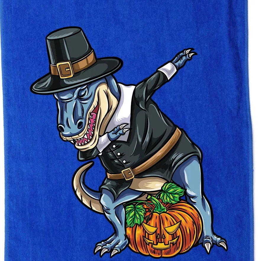 Dabbing Pilgrim TRex Pumpkin Thanksgiving Gift Platinum Collection Golf Towel