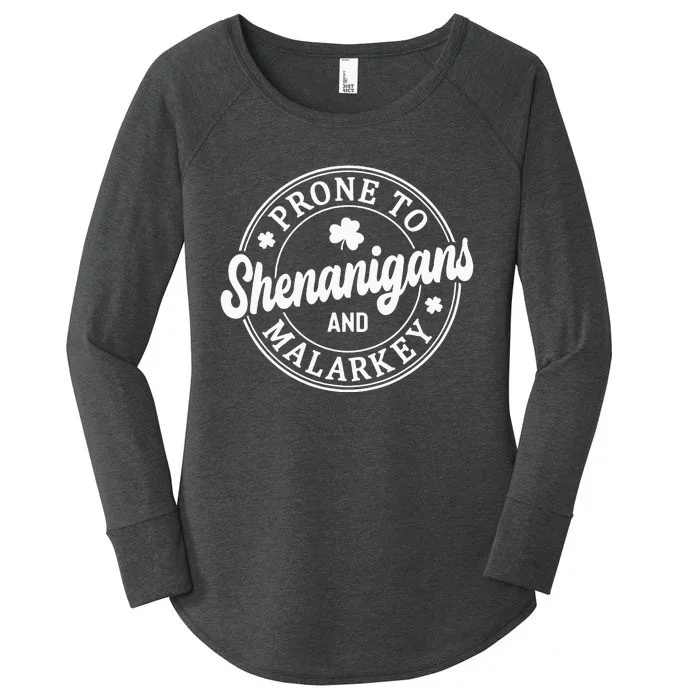 Distressed Prone to Shenanigans and Malarkey Women's Perfect Tri Tunic Long Sleeve Shirt