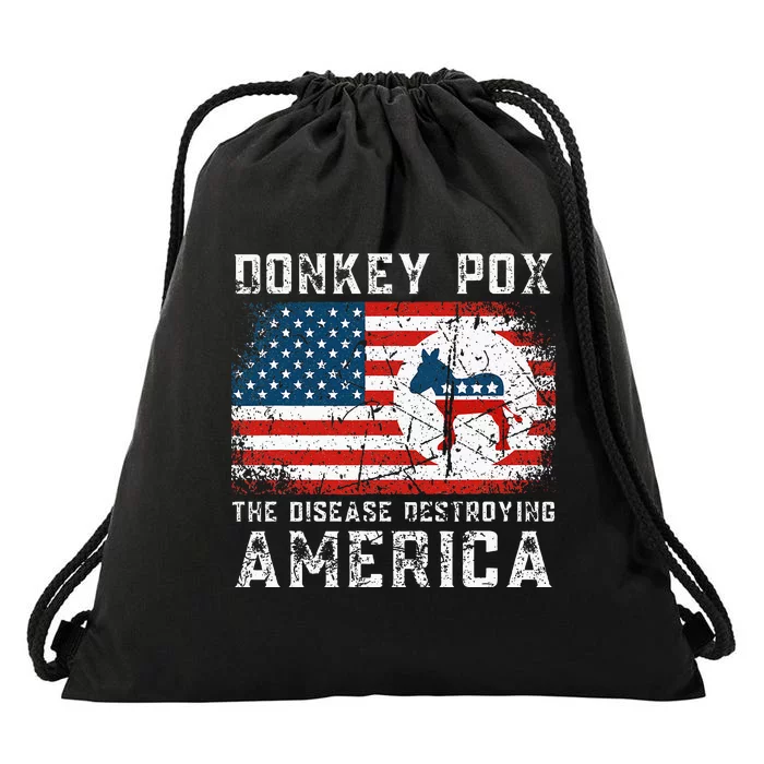 Donkey Pox The Disease Destroying America Funny Anti Biden Drawstring Bag