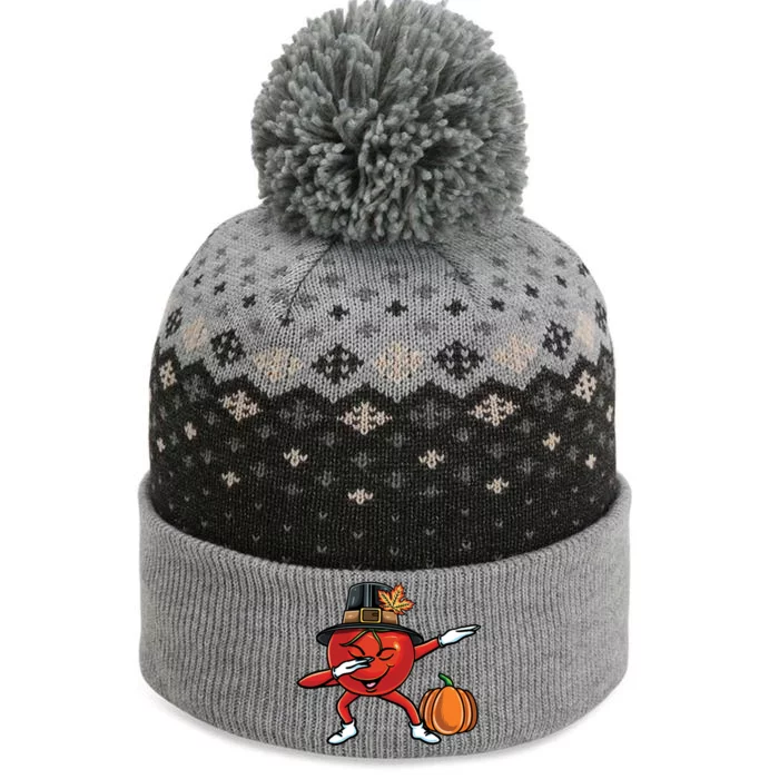 Dabbing Pilgrim Tomato Thanksgiving Gift The Baniff Cuffed Pom Beanie