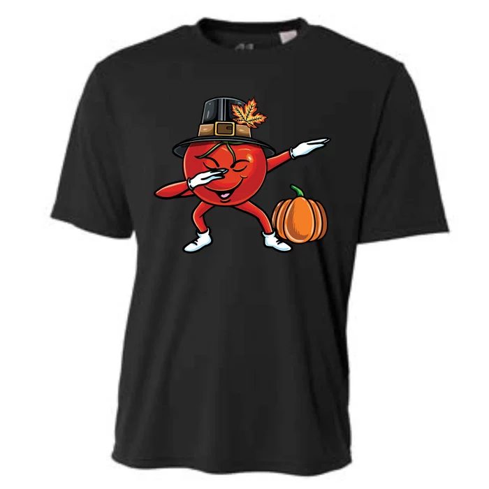 Dabbing Pilgrim Tomato Thanksgiving Gift Cooling Performance Crew T-Shirt