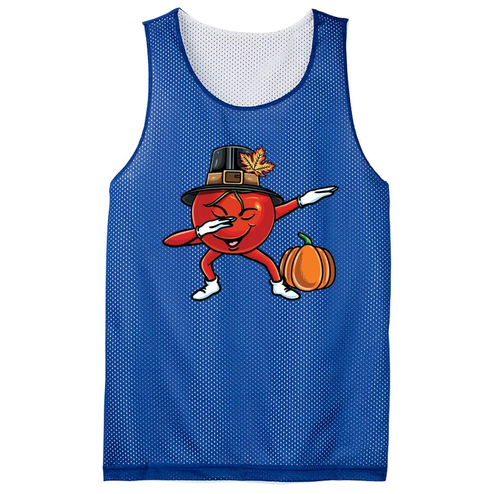 Dabbing Pilgrim Tomato Thanksgiving Gift Mesh Reversible Basketball Jersey Tank