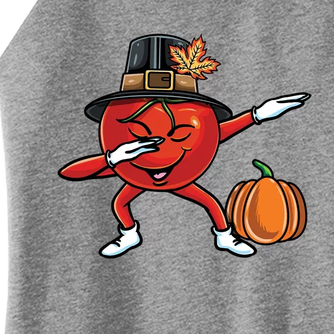 Dabbing Pilgrim Tomato Thanksgiving Gift Women’s Perfect Tri Rocker Tank