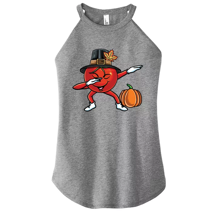 Dabbing Pilgrim Tomato Thanksgiving Gift Women’s Perfect Tri Rocker Tank