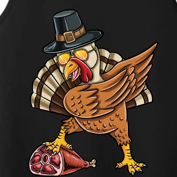 Dabbing Pilgrim Turkey Ham Thanksgiving Meaningful Gift Performance Tank