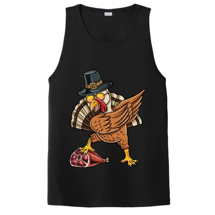 Dabbing Pilgrim Turkey Ham Thanksgiving Meaningful Gift Performance Tank