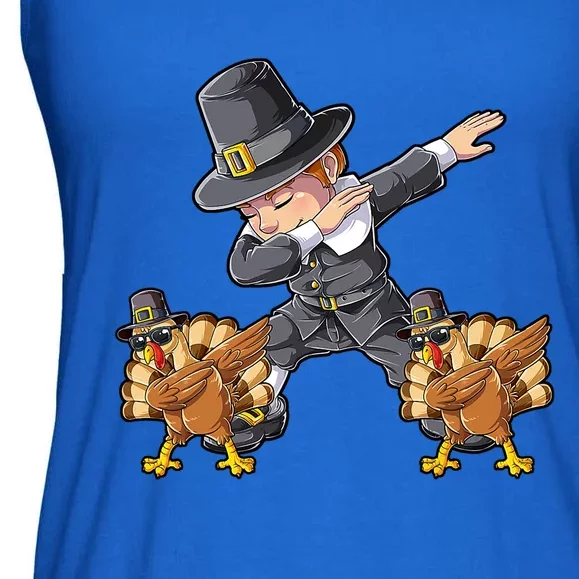 Dabbing Pilgrim Turkey Thanksgiving Day Funny Dab Gift Ladies Essential Flowy Tank