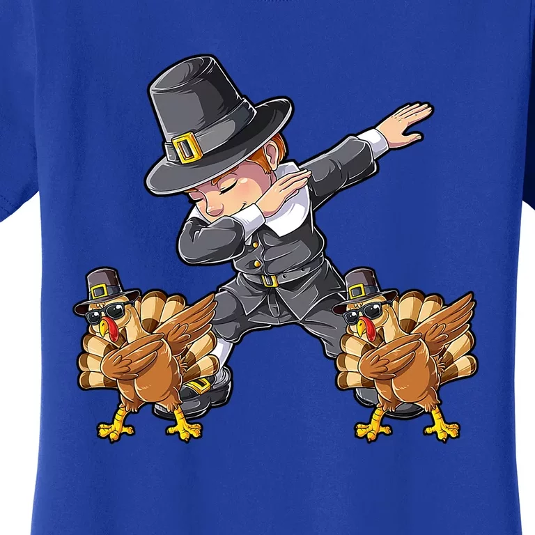 Dabbing Pilgrim Turkey Thanksgiving Day Funny Dab Gift Women's T-Shirt