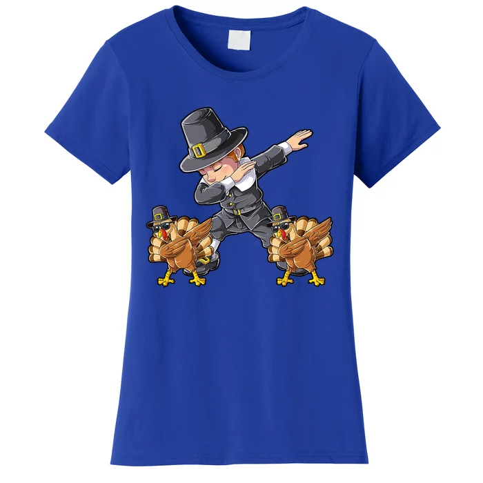 Dabbing Pilgrim Turkey Thanksgiving Day Funny Dab Gift Women's T-Shirt