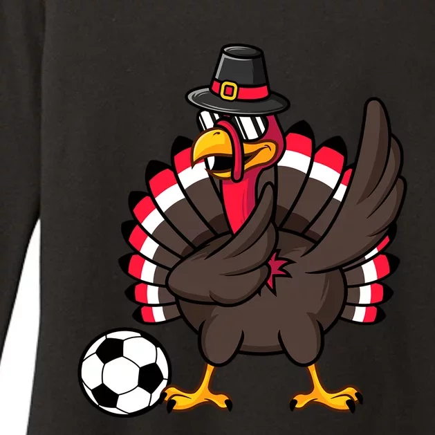 Dabbing Pilgrim Turkey Thanksgiving Day Soccer Gobble Player Cute Gift Womens CVC Long Sleeve Shirt