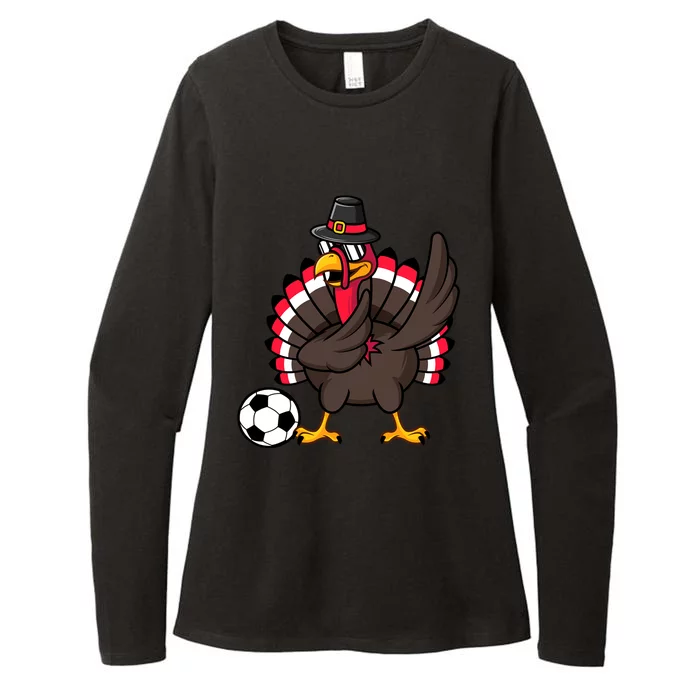 Dabbing Pilgrim Turkey Thanksgiving Day Soccer Gobble Player Cute Gift Womens CVC Long Sleeve Shirt