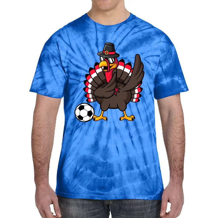 Dabbing Pilgrim Turkey Thanksgiving Day Soccer Gobble Player Cute Gift Tie-Dye T-Shirt