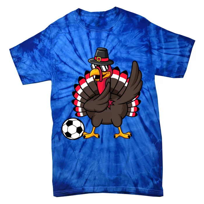 Dabbing Pilgrim Turkey Thanksgiving Day Soccer Gobble Player Cute Gift Tie-Dye T-Shirt