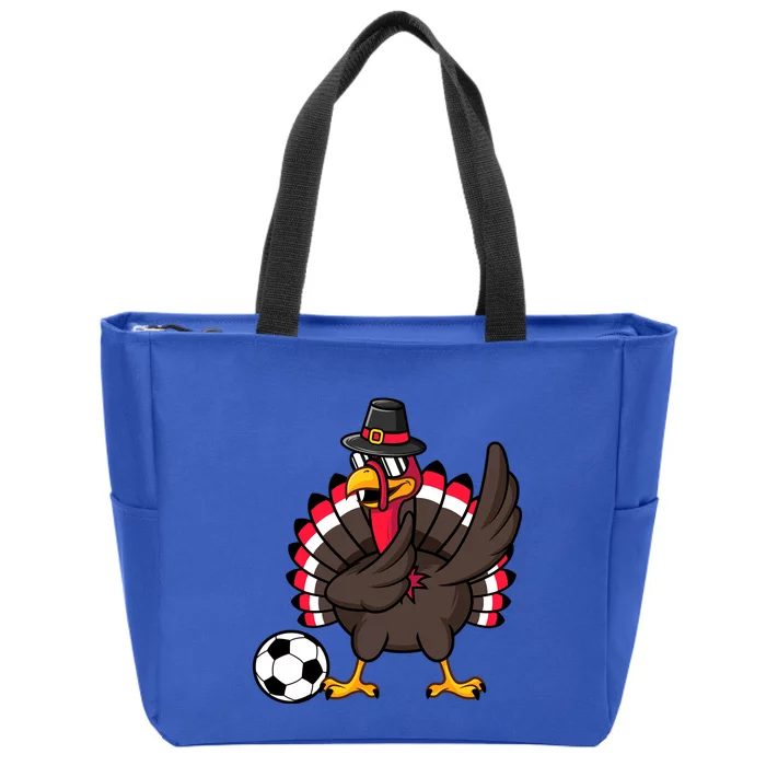 Dabbing Pilgrim Turkey Thanksgiving Day Soccer Gobble Player Cute Gift Zip Tote Bag