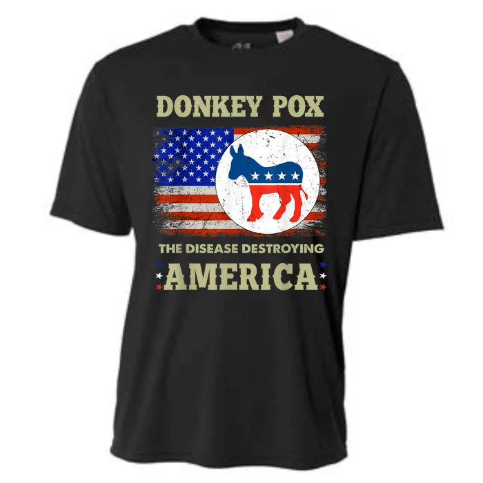 Donkey Pox The Disease Destroying America USA Flag Donkeypox Cooling Performance Crew T-Shirt