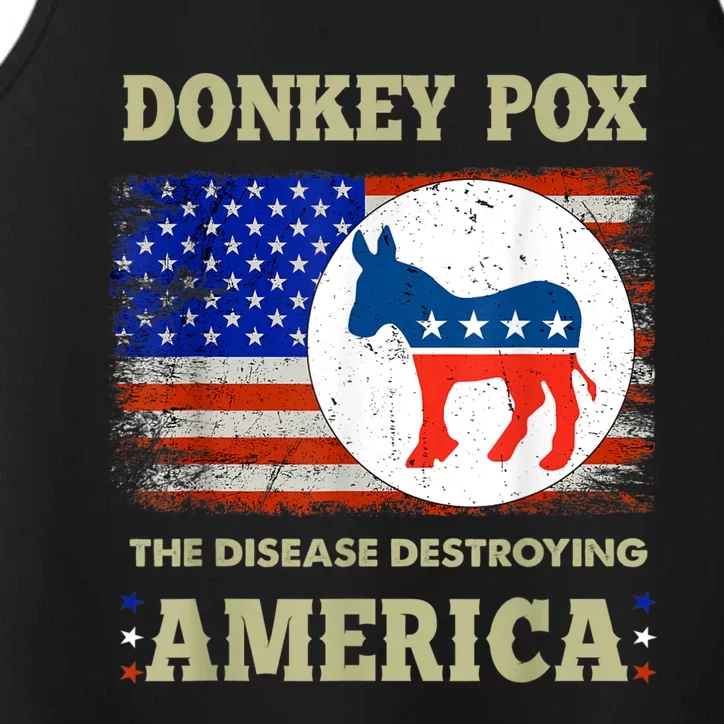 Donkey Pox The Disease Destroying America USA Flag Donkeypox Performance Tank