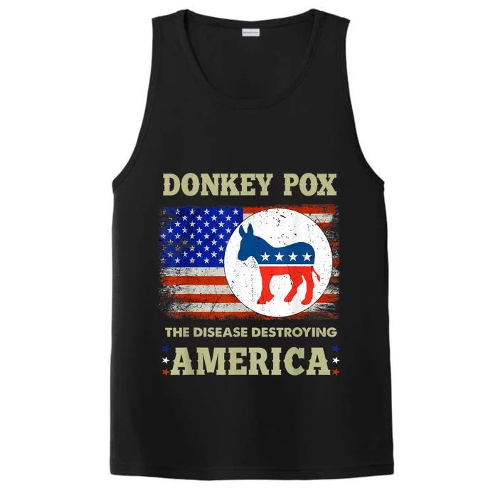 Donkey Pox The Disease Destroying America USA Flag Donkeypox Performance Tank