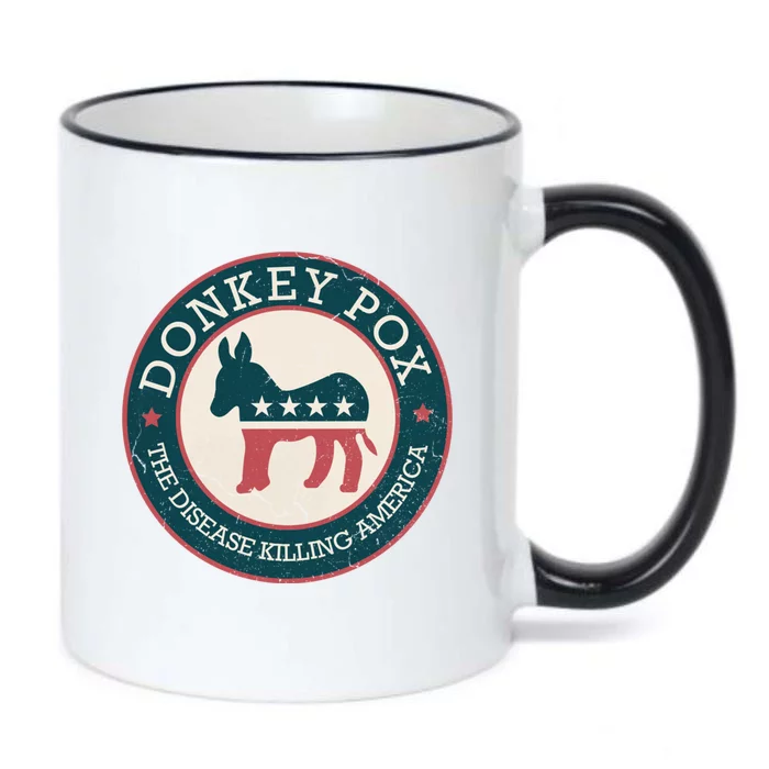 Donkey Pox The Disease Killing America Funny Meme Round Blue And Red With White Black Color Changing Mug