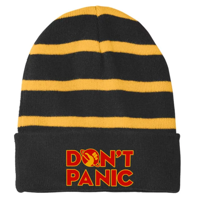 DonT Panic The HitchhikerS Guide To The Galaxy Striped Beanie with Solid Band