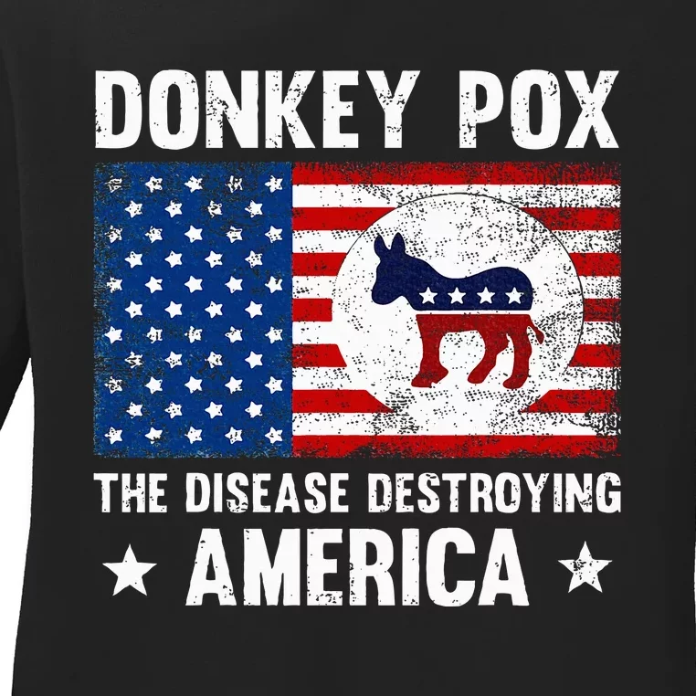 Donkey Pox The Disease Destroying America Funny Anti Biden Ladies Long Sleeve Shirt