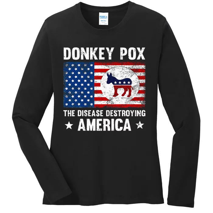 Donkey Pox The Disease Destroying America Funny Anti Biden Ladies Long Sleeve Shirt