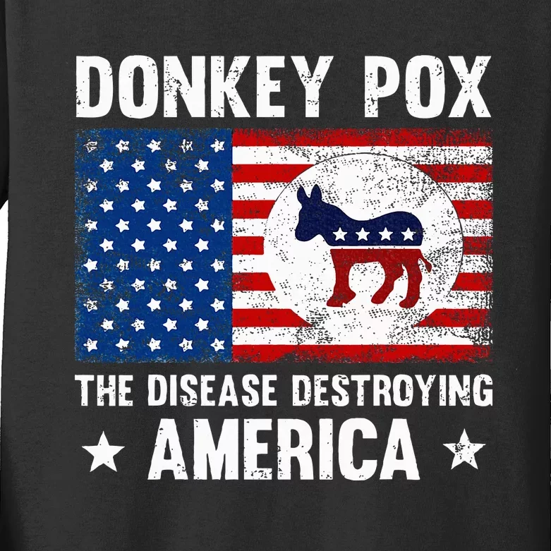 Donkey Pox The Disease Destroying America Funny Anti Biden Kids Long Sleeve Shirt