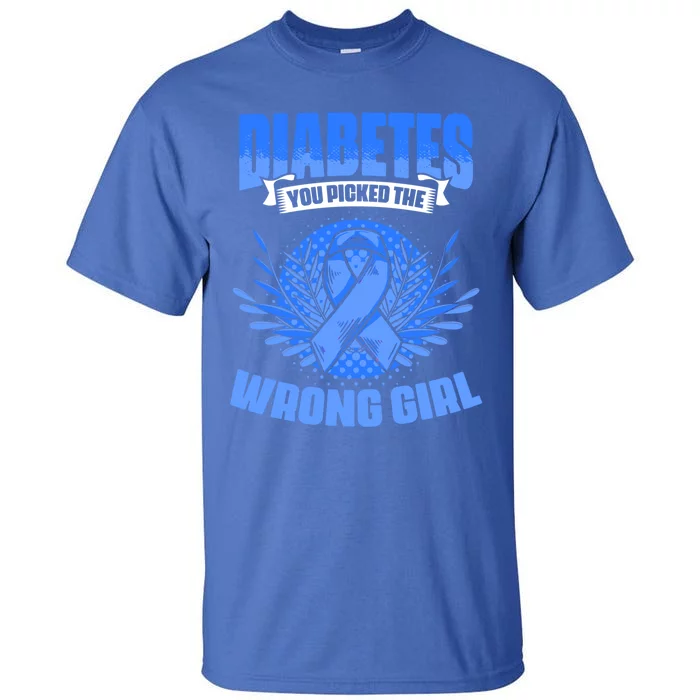 Diabetes Picked The Wrong Girl Gift Diabetic Diabetes Awareness Gift Tall T-Shirt