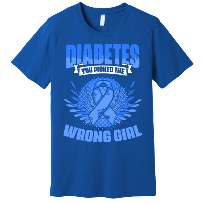 Diabetes Picked The Wrong Girl Gift Diabetic Diabetes Awareness Gift Premium T-Shirt