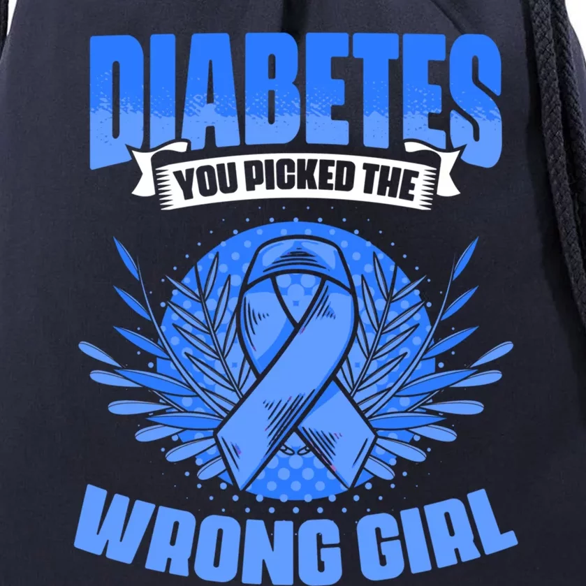 Diabetes Picked The Wrong Girl Gift Diabetic Diabetes Awareness Gift Drawstring Bag