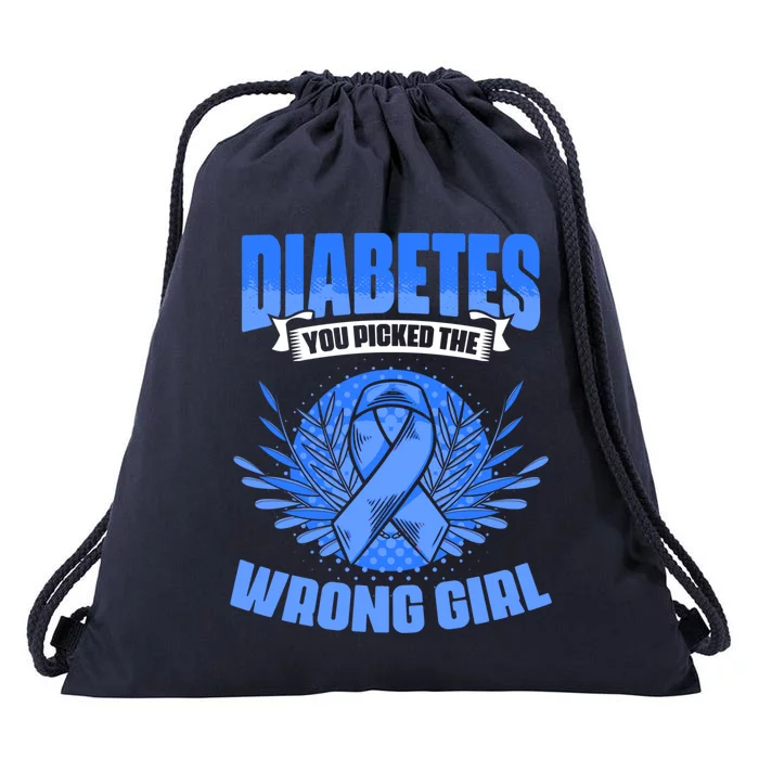 Diabetes Picked The Wrong Girl Gift Diabetic Diabetes Awareness Gift Drawstring Bag