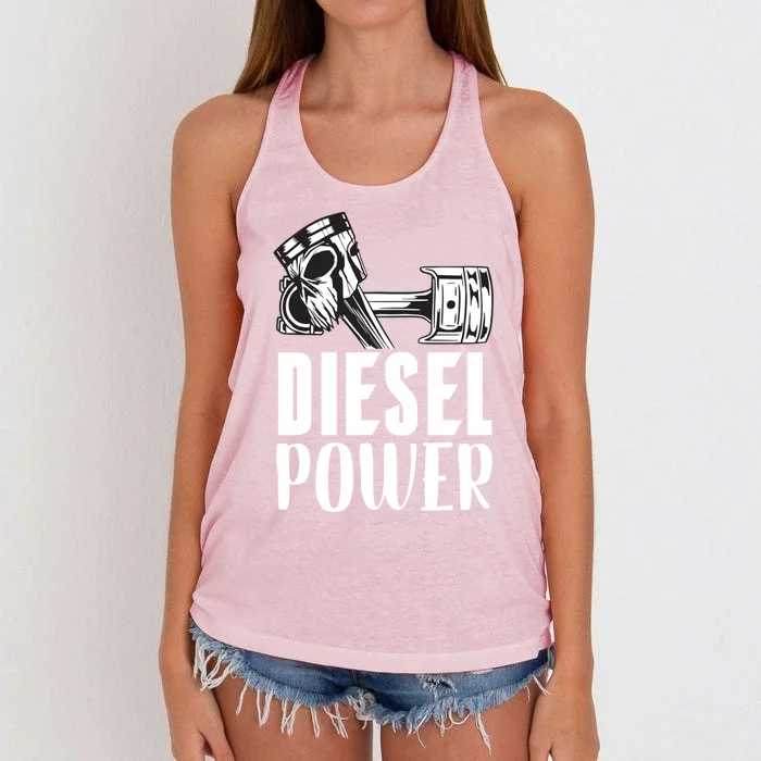 Diesel Power Truck Mechanic Turbo Turbocharger Rig Trucker Gift Women's Knotted Racerback Tank