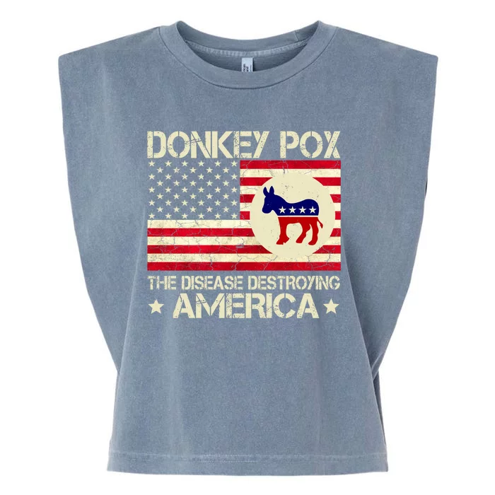 Donkey Pox The Disease Destroying America Funny Anti Biden Garment-Dyed Women's Muscle Tee