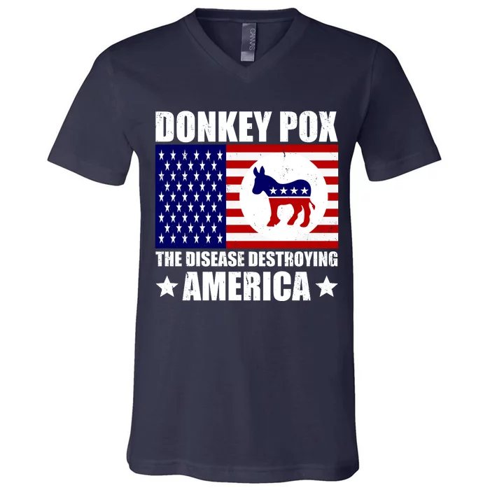 Donkey Pox The Disease Destroying America Vintage USA Funny V-Neck T-Shirt