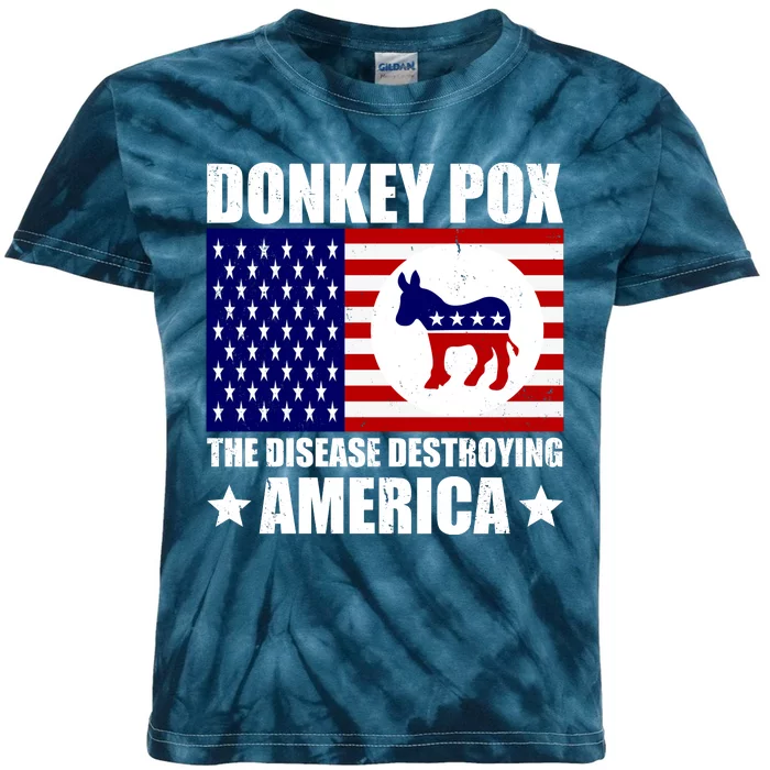 Donkey Pox The Disease Destroying America Vintage USA Funny Kids Tie-Dye T-Shirt